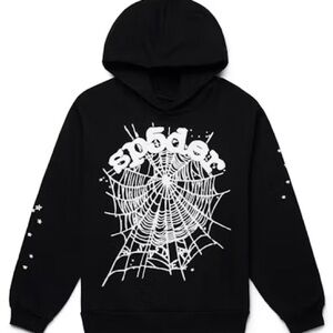 Sp5der hoodie black and white